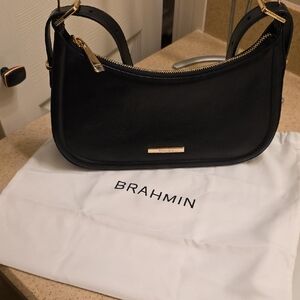 Brahmin Black and Gold Shoulder Bag